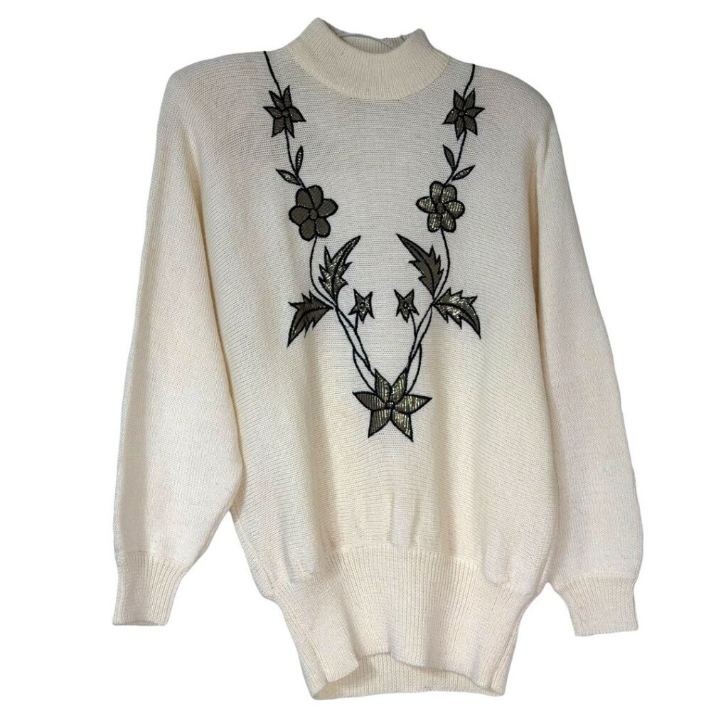 Vintage 80s dolman sleeve sweater by Sweater Bee Wool Blend‎ - Size Medium